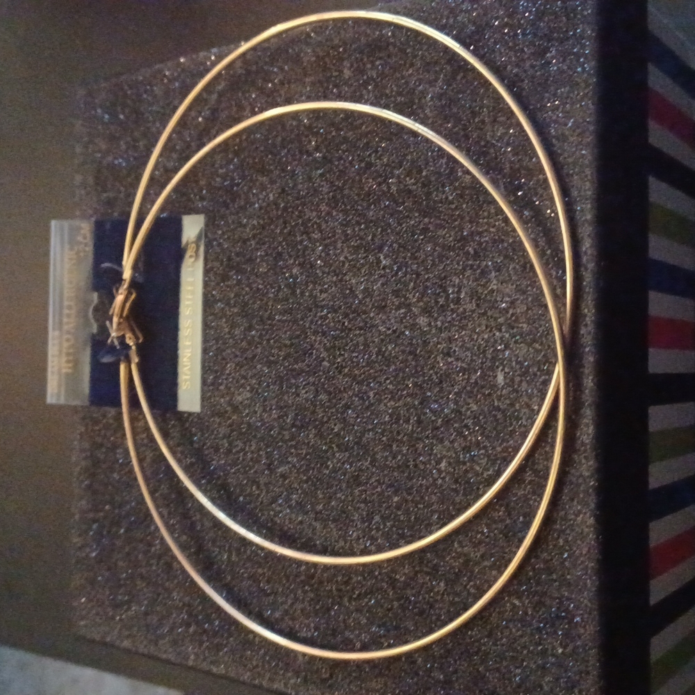 Hypo allergenic stainless steel post super big gold hoops